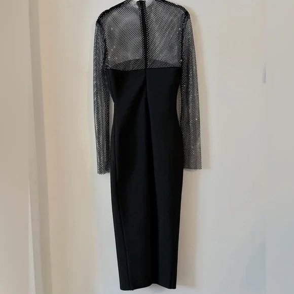 Ruzevich Black Long-Sleeve Crystal Bandage Midi Dress Size M - Picture 8 of 16